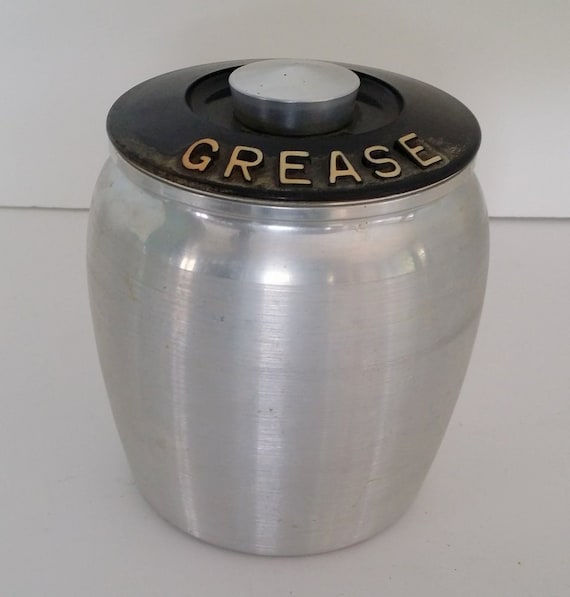 Vintage Kromex Spun Aluminum Grease Canister with Strainer