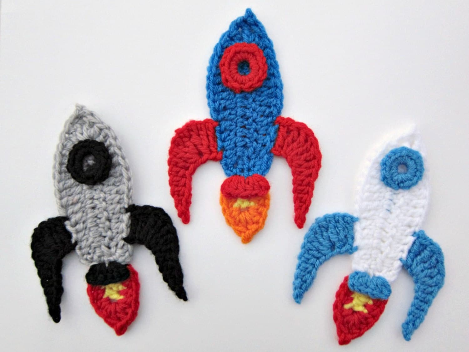 1pc 6.5 Crochet ROCKET SHIP Applique