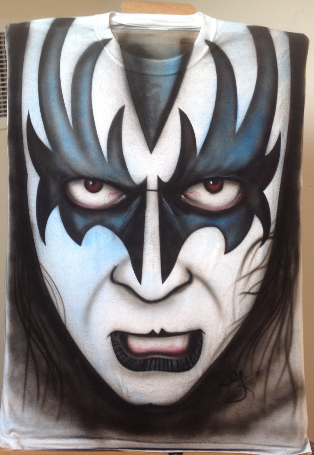 airbrush t shirt of gene simmons from kiss