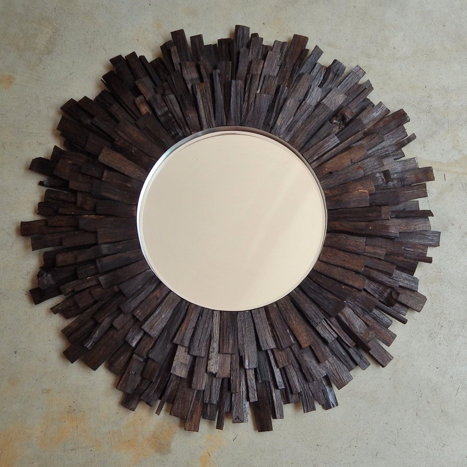 27 LG Dark Walnut Reclaimed Wood Sunburst Mirror MADE to