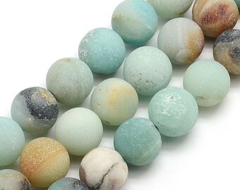 Matte Amazonite Beads, Multicolor, 10mm Round - eGR-AZ003-10