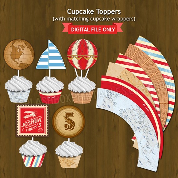 Vintage  vintage free Cupcake  cupcake Wrapper Aviator with Hot Cupcake  Travel  toppers Free  toppers