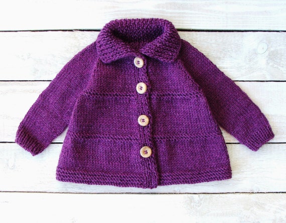 Baby Girls Clothes Infant Girl Sweater Purple 100% Wool