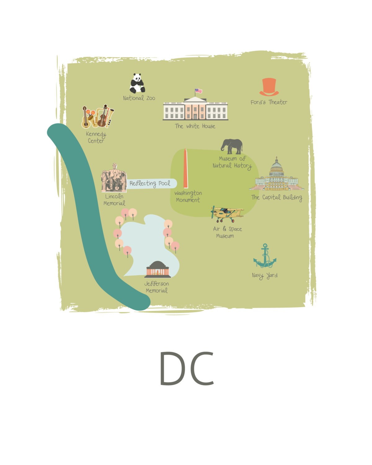 Printable DC Tourism Map for Nursery and Kid's Room by mungavision