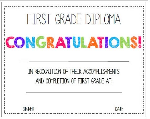 First Grade.1st Grade. Diploma/Award