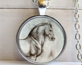 Da Vinci Horse Pendant, Horse Necklace, Horse Jewelry