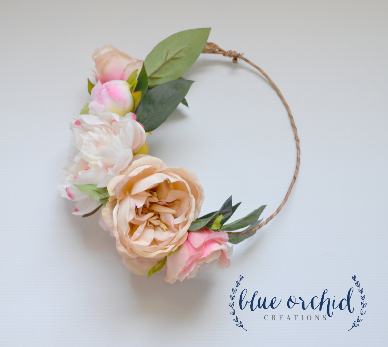 Peony Flower Crown Boho Wedding Garden Roses Blush Flower
