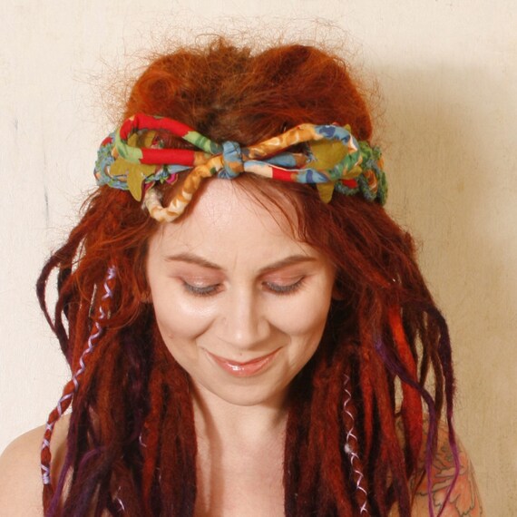 Boho headband Gypsy headband Dreadlocks headband Red by mynoush