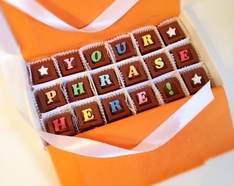 Message in Chocolate - Personalized Chocolate Squares - Unique Gift, Present