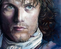 1 x large blank <b>Jamie Fraser</b> / Sam Heughan postcard Outlander artwork - il_214x170.771399069_98xx
