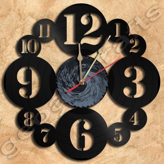 Wall Clock Vinyl Record Clock Upcycled Gift Idea by geoartcrafts