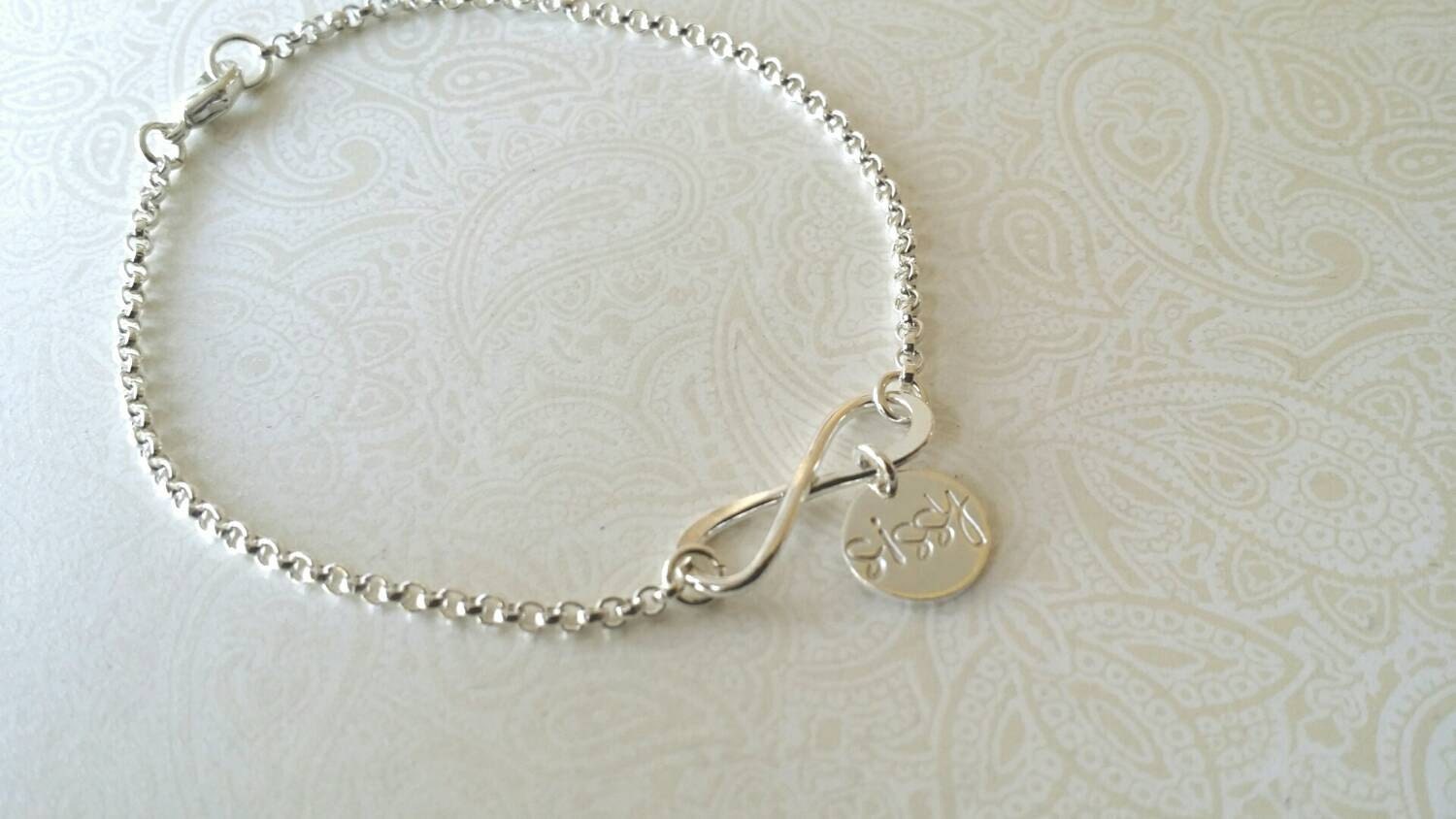 Infinity Sister Bracelet in Sterling Silver with Sissy Charm