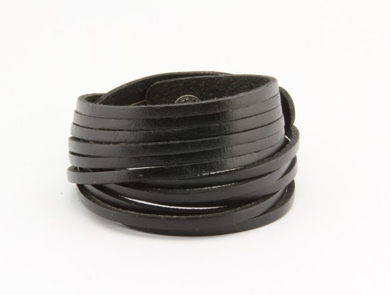 Leather Bangle Bracelet. Multi-strand Wrap by TrueHeartStyle