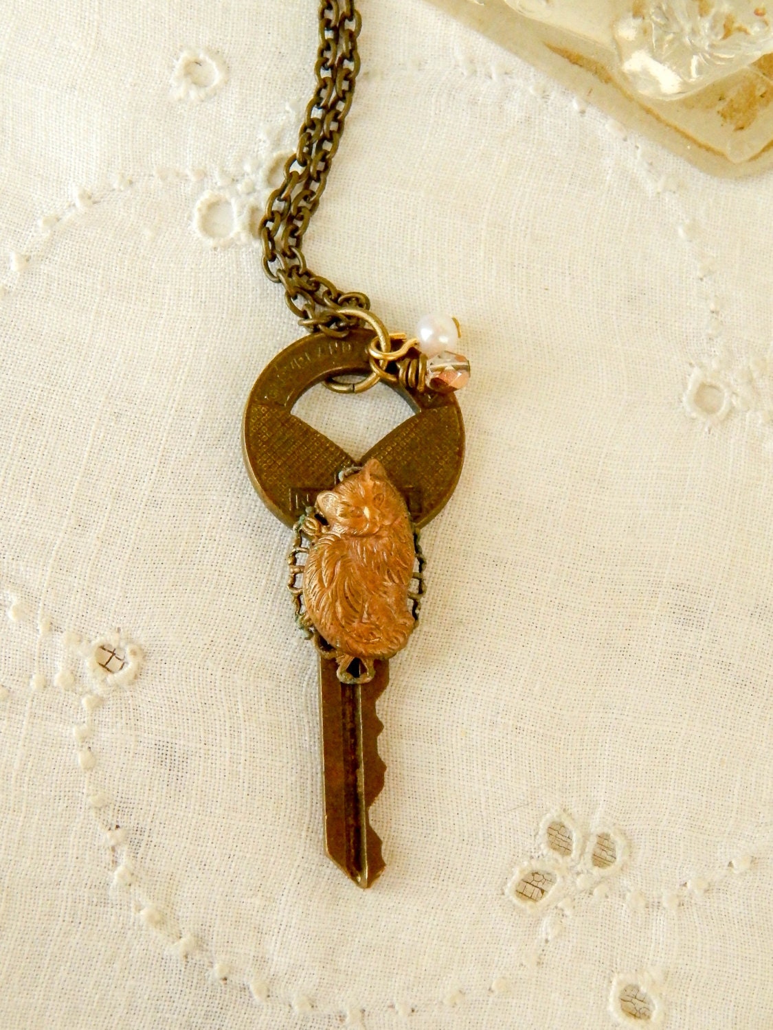 Vintage key necklace / salvaged key necklace / by EleanorandLorena