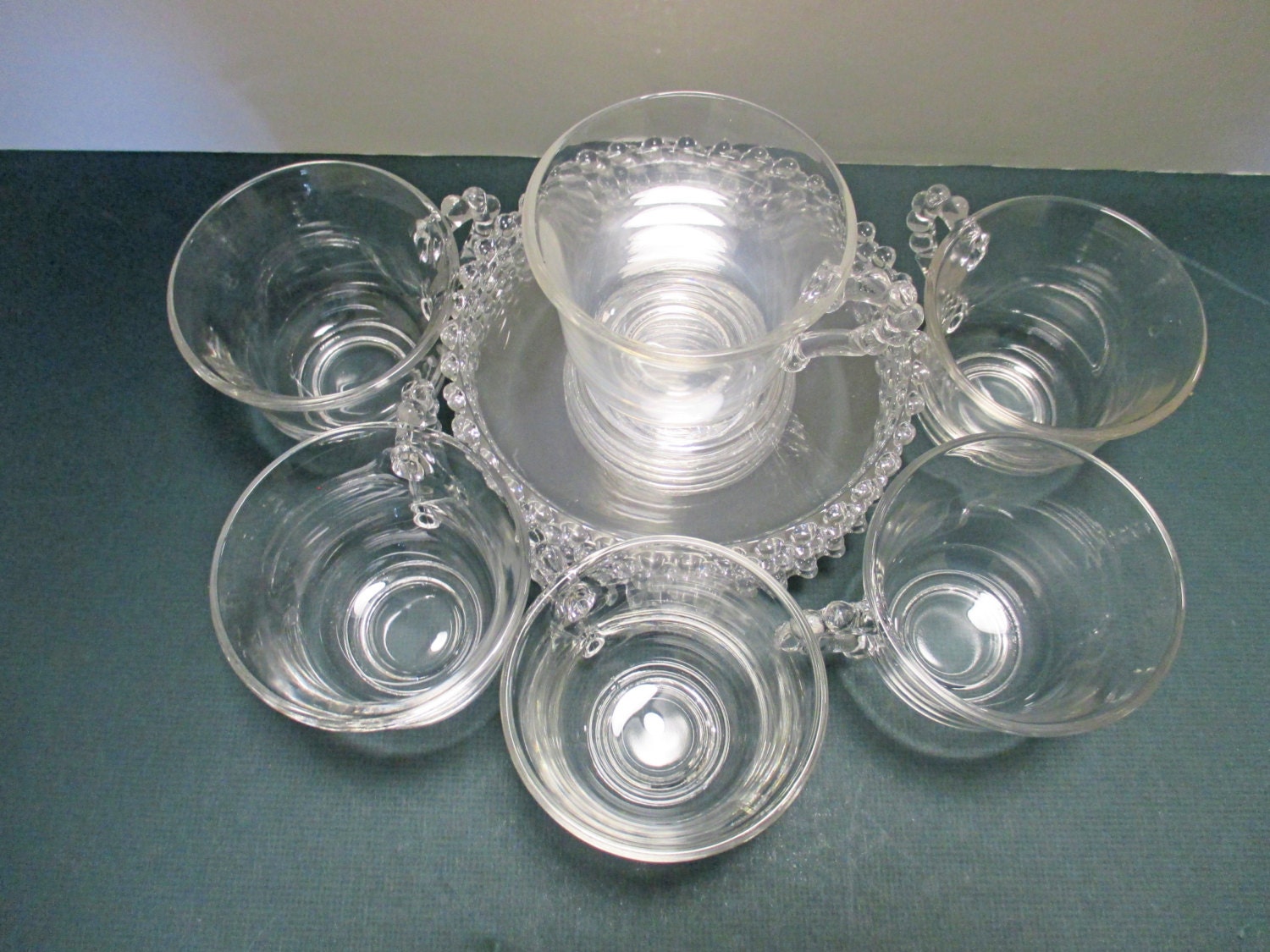 Imperial Glass Candlewick Pattern Footed Cups And Saucers