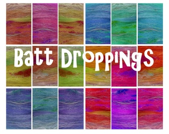 BATT DROPPINGS - spinning Batt - 50g - 1.7oz - Random Fibre Batts - spinning - felting