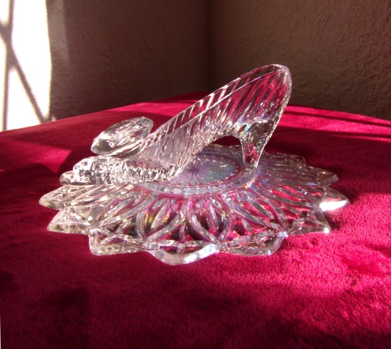 Cinderella Glass Slipper with Oleg Cassini Crystal and Rainbow