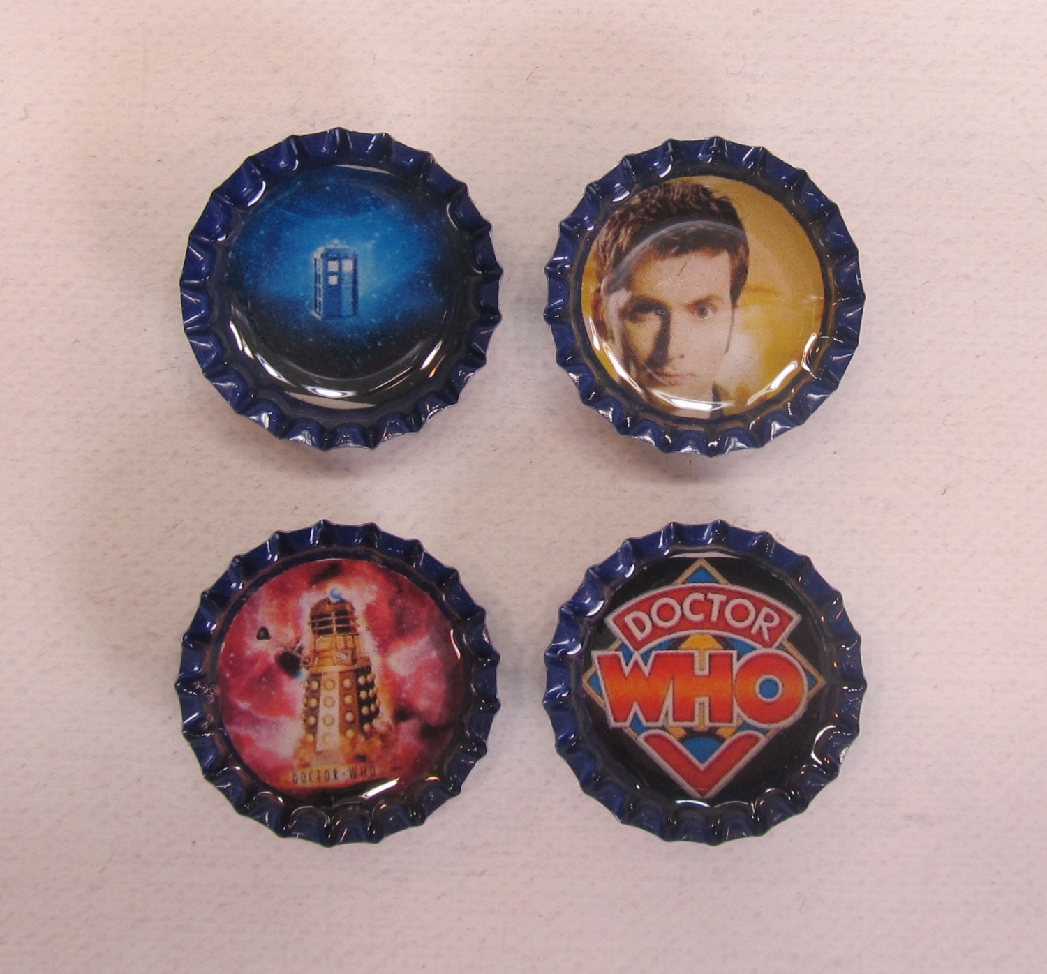 Download Dr Who bottle cap magnets gift ideas under 10 Tardis Dalek pop