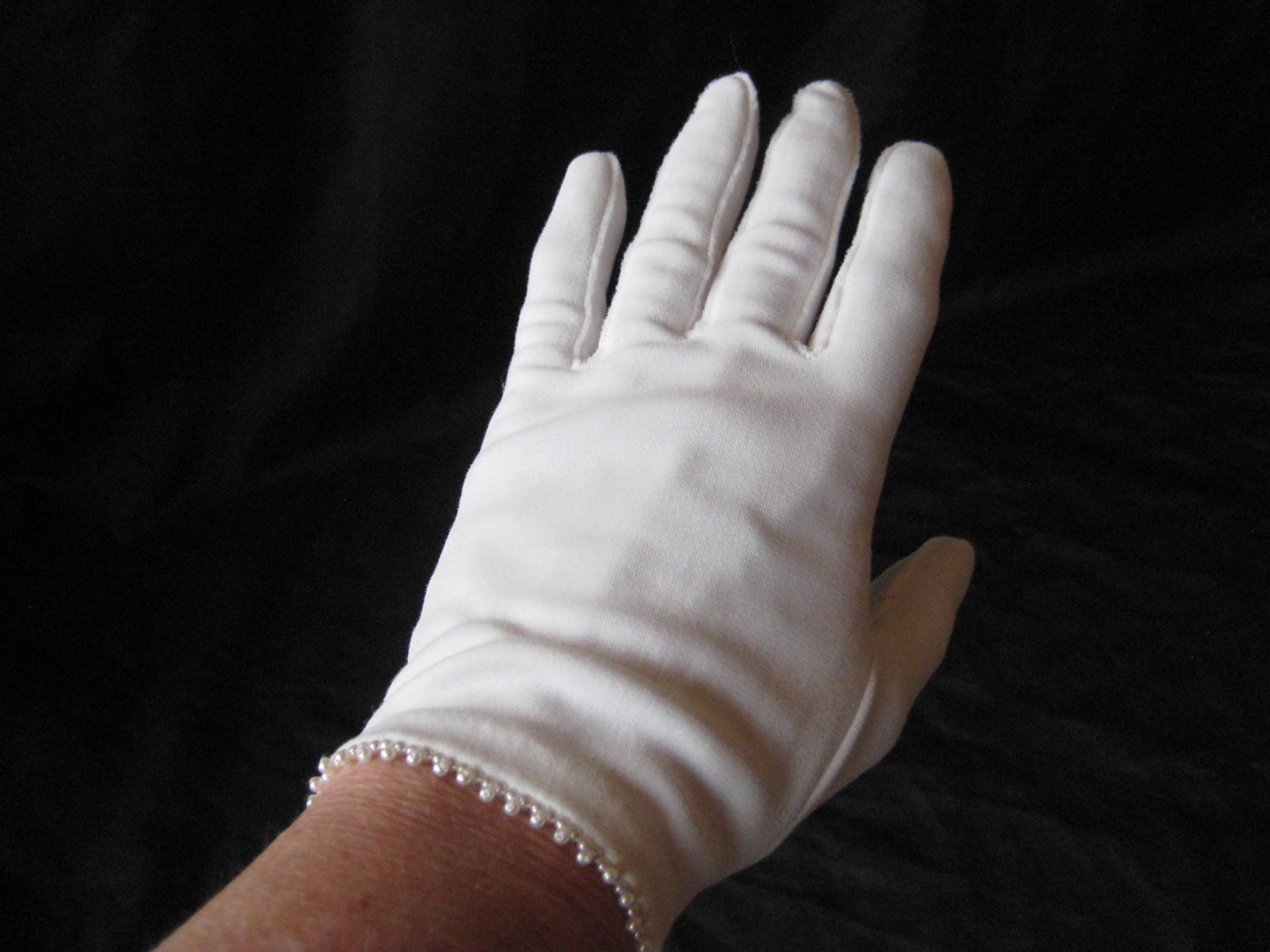 Ivory, Cream or off white summer nylon gloves, Tea garden party
