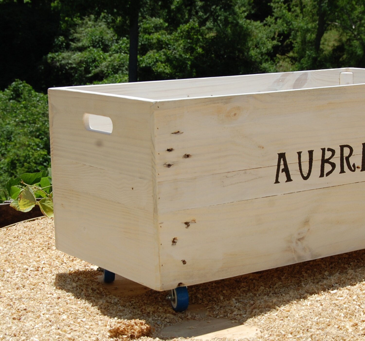 Large Wooden Crate/ Toy Storage/ Personalized/ White/ Rolling