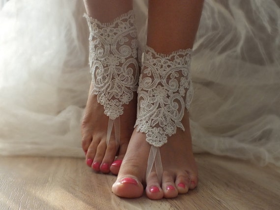 ivory Beach wedding barefoot sandals shoes prom party bangle beach ...