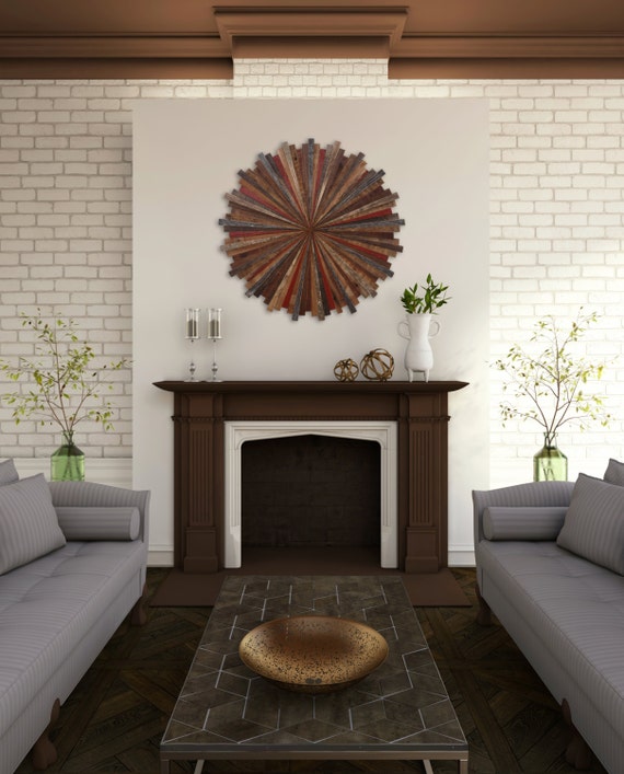 Starburst wood wall art made with old reclaimed by CarpenterCraig