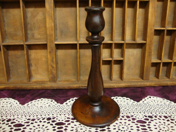 Antique Wooden Candle Holder by edsfinds on Etsy