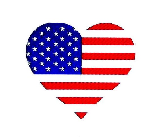 American flag heart embroidery design independence day American flag heart embroidery design independence day