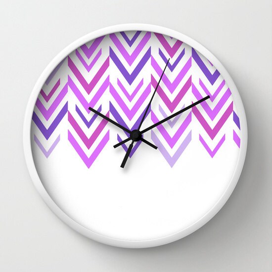 Purple Clock Wall Clock Shades of Purple Arrow Clock