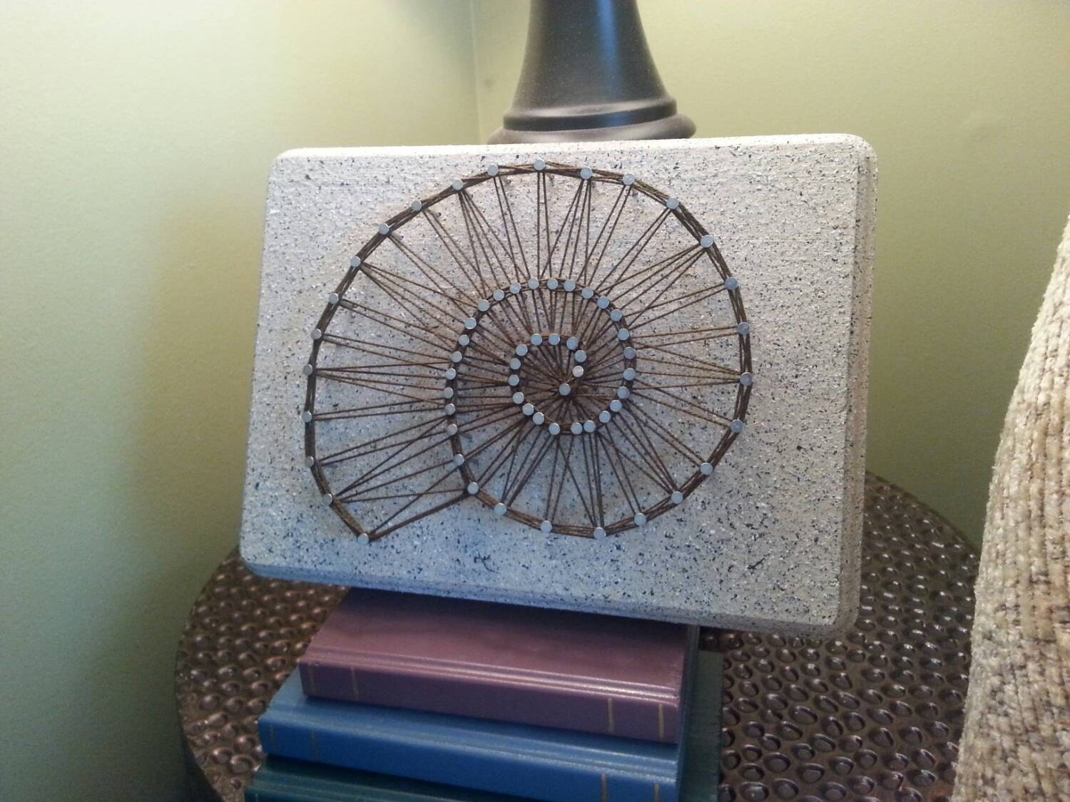 9x10.75 Sea Shell String Art on a Stone Textured