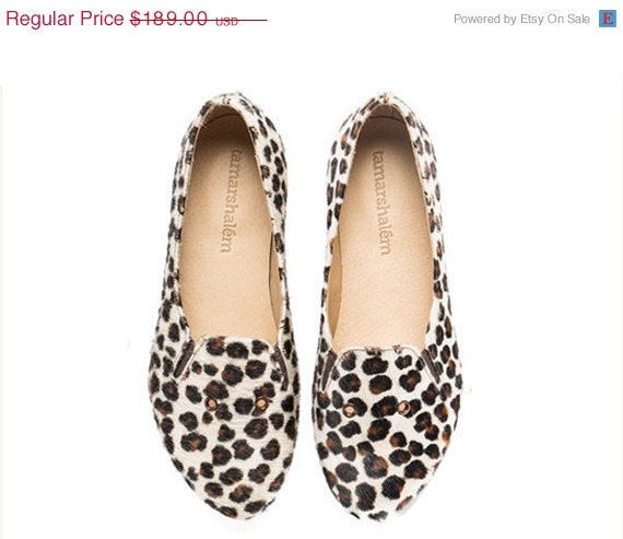 ON SALE leopard print shoes, Charlie, Brown, handmade, flats, leather ...