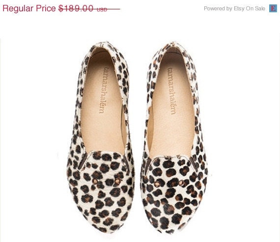 ON SALE leopard print shoes Charlie Brown handmade by TamarShalem