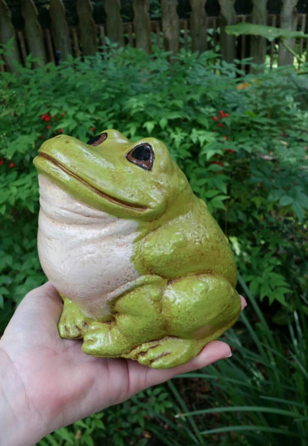 Large Frog Lime Green Garden Statue/Figurine 5.5 Tall