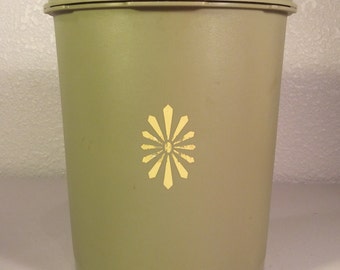 Vintage Tupperware Canister/Avocado Green Tupperware Canister