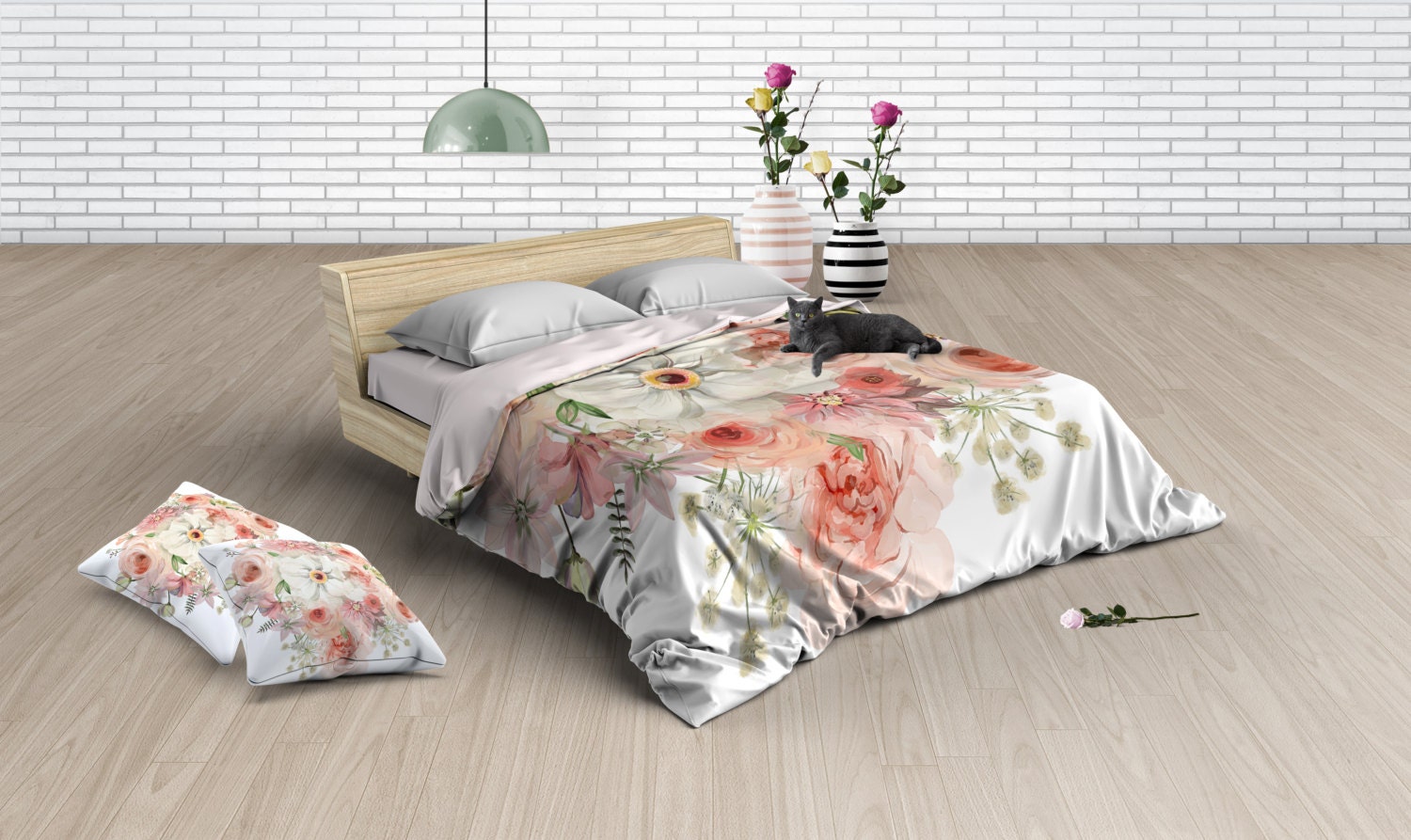 Watercolor pastel flowers Duvet Cover decoration room decor