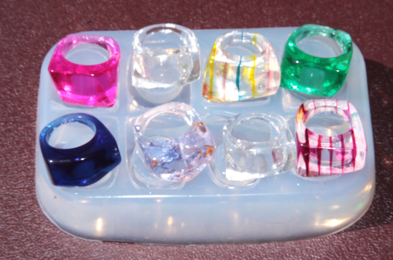 Silicone jewelry making molds for epoxy resin ring size 8 pc