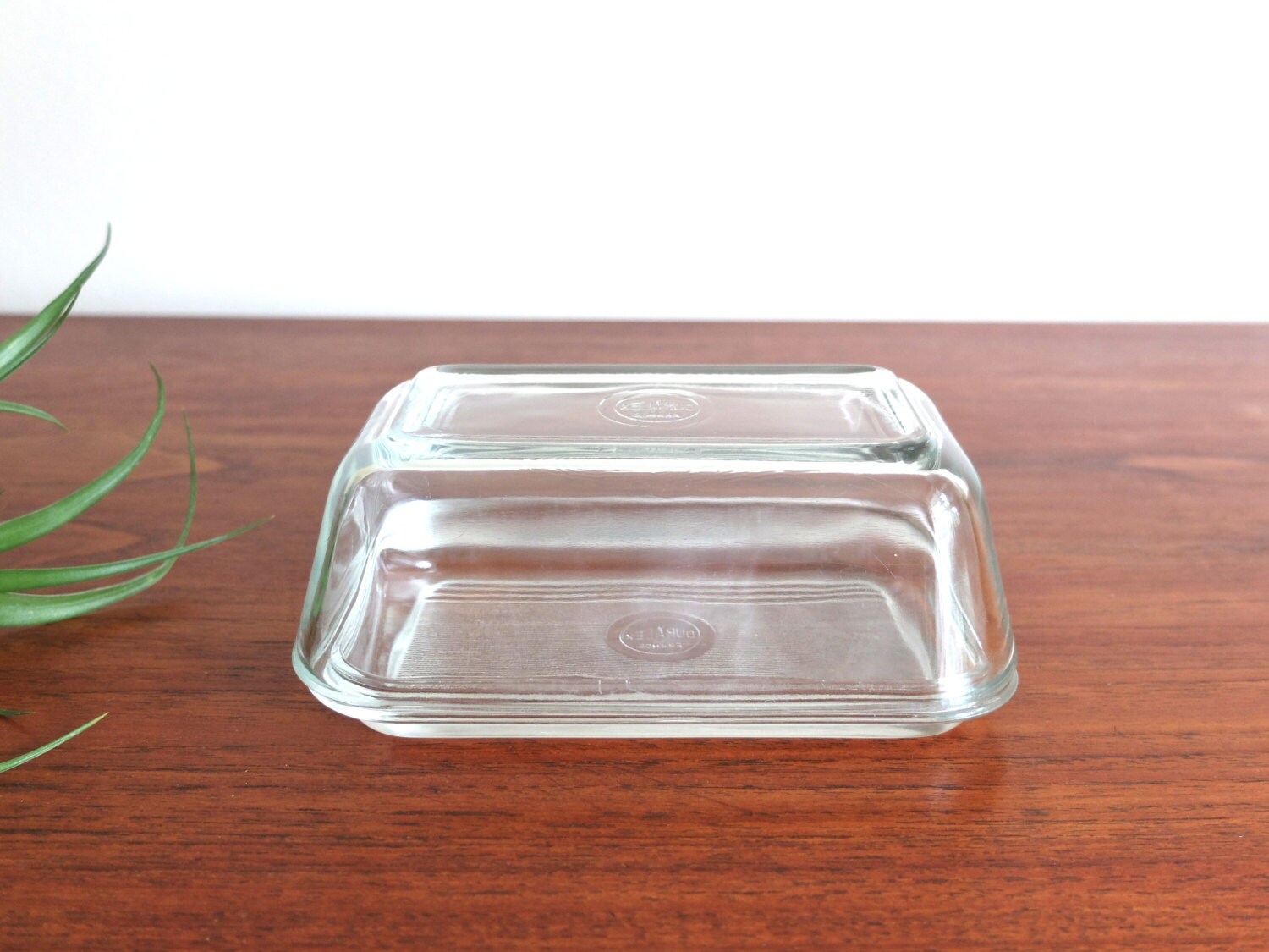 French Vintage Glass Butter Dish DURALEX Made In France