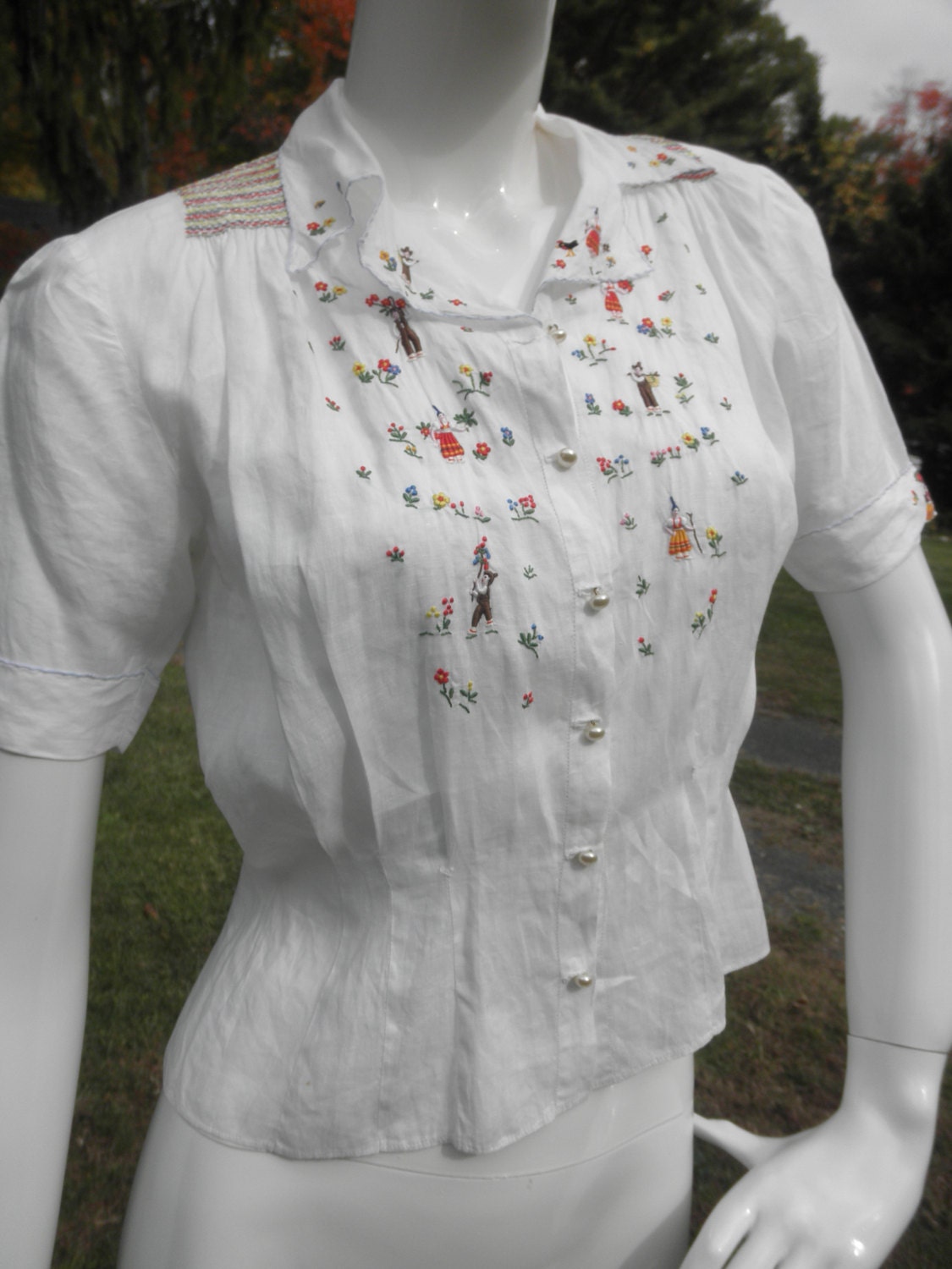 Linen Lithuanian Embroidered Blouse