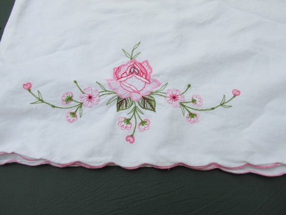 Vintage Pink Floral Pillowcase Shabby Chic French Country