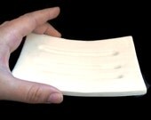 Soap dish- Ceramic white soap dish, rectangular. Easy to use and clean. Handmade