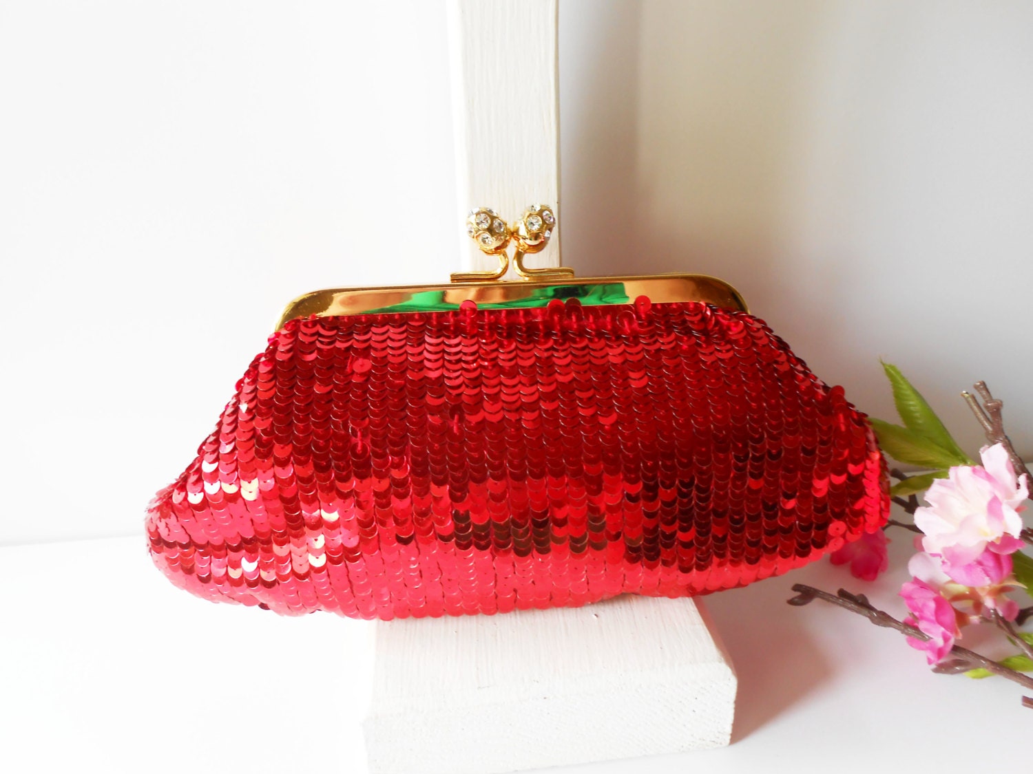 small red evening bag