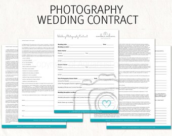 Wedding photography contract - wedding contract - photography business forms editable templates - 5 psd files supplied