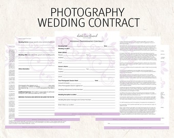 Wedding photography contract - wedding contract - photography business forms editable templates - 5 psd files supplied