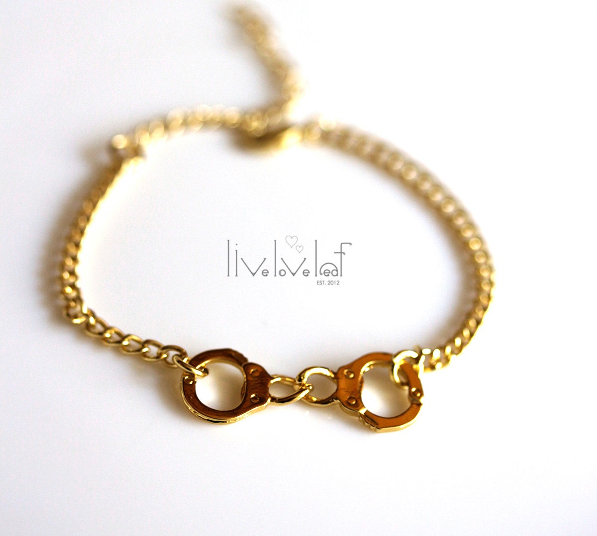 Gold Handcuffs bracelets Partners in Crime Best friends