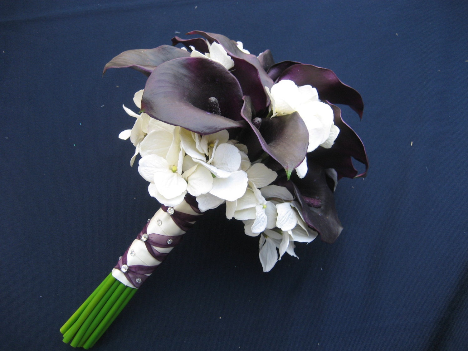 Wedding Bouquet Eggplant Calla Lilies and Hydrangea