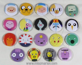 Adventure Time Buttons, Magnets or Keychains 1.5 Inches