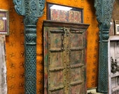 Antique Doors Frame Vintage Painted Architecture Double Panel Unique Temple Doors India