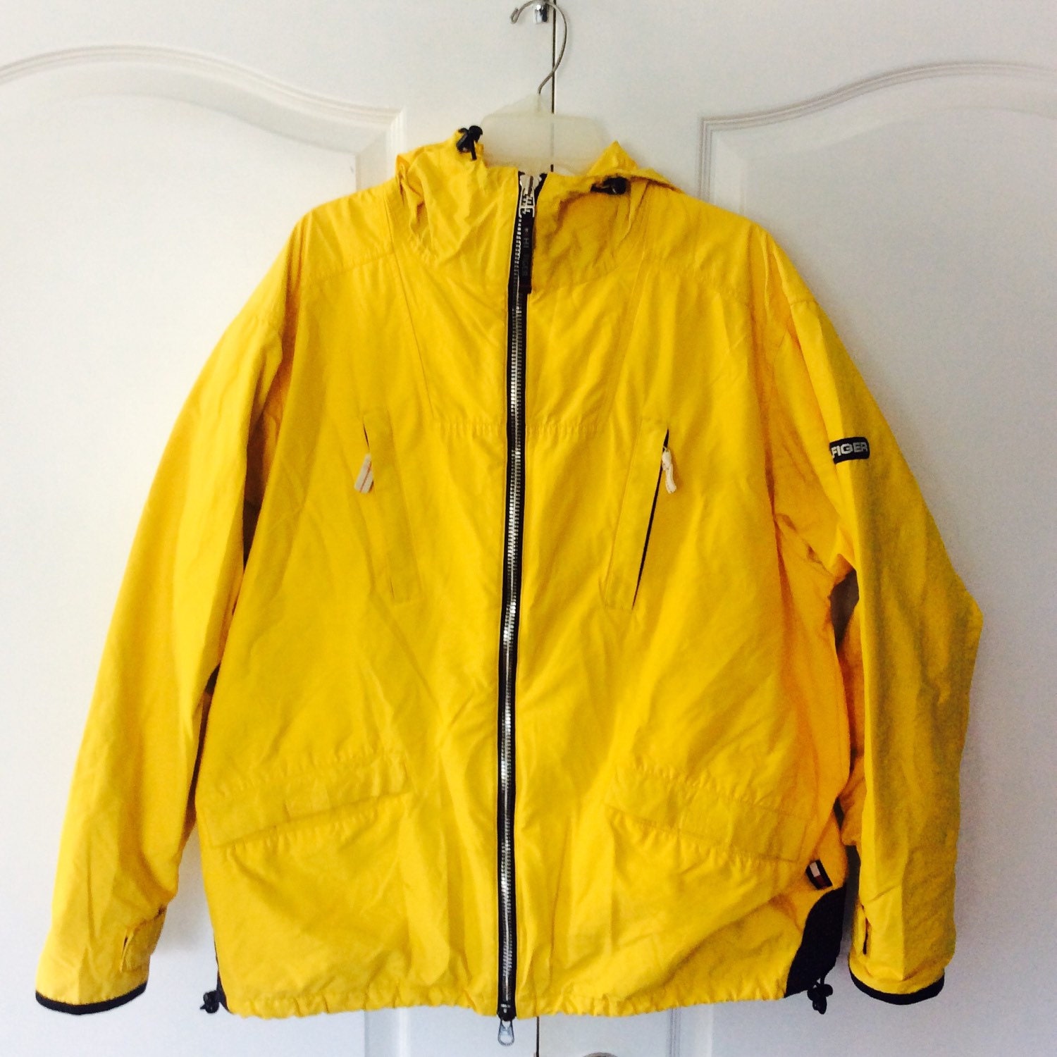Vintage TOMMY HILFIGER 90s Yellow Windbreaker Nylon Jacket L