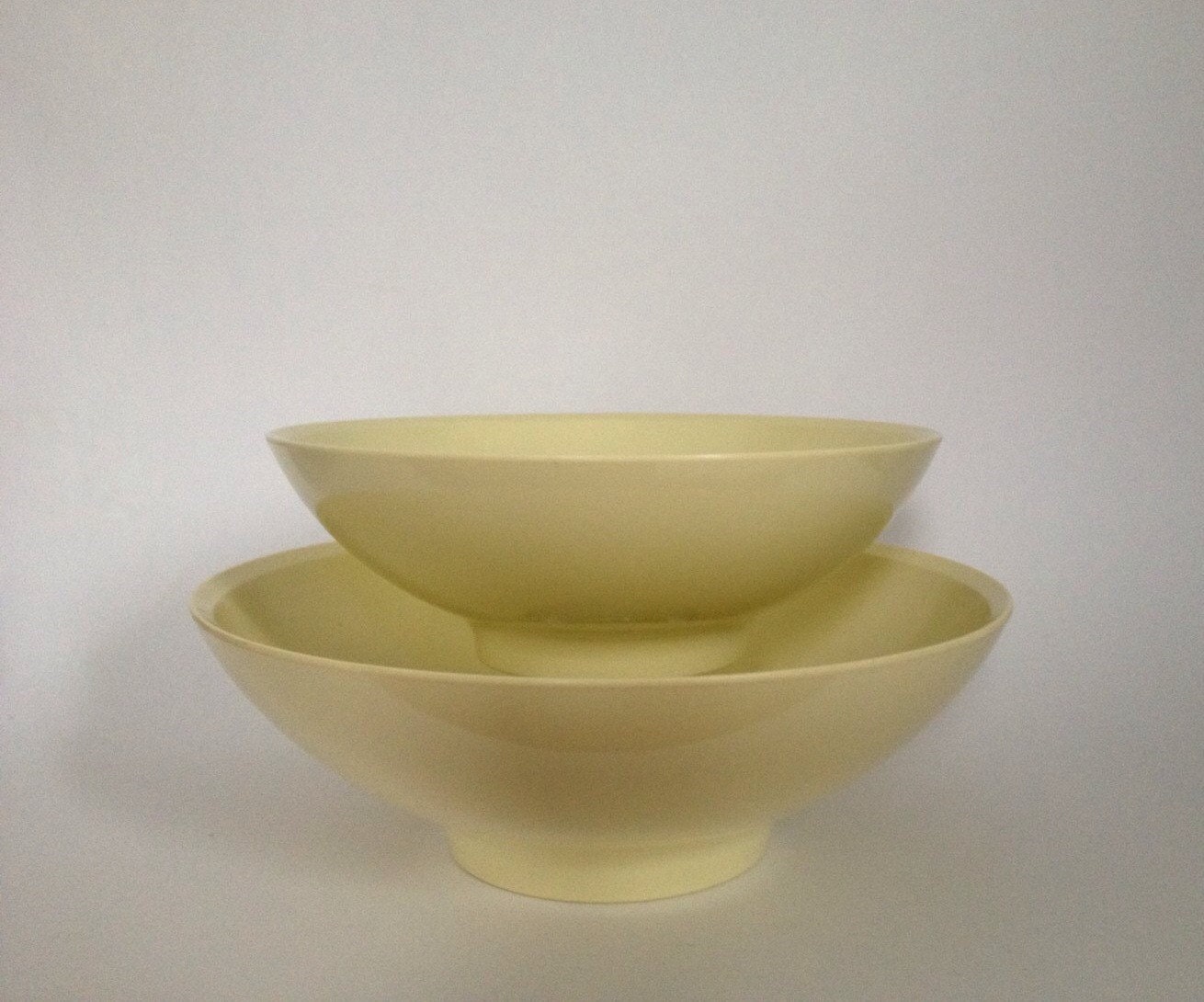 Set of 2 Boonton Ware Pastel Butter Yellow Serving Mixing bowls/1950s