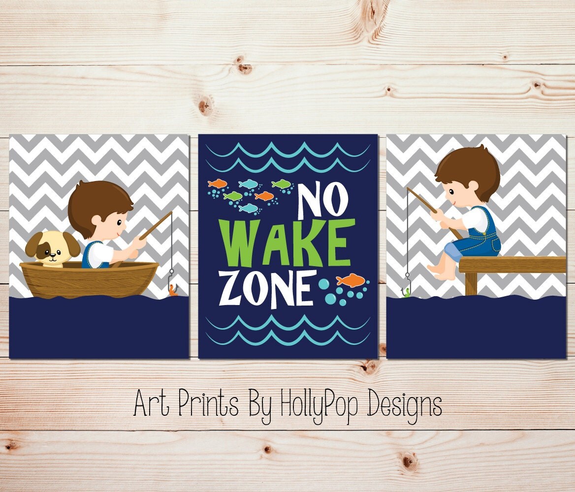 Fishing Nursery Etsy Kids Room Decor No Wake Zone Art Prints Fish Nursery Boy Fishing Wall